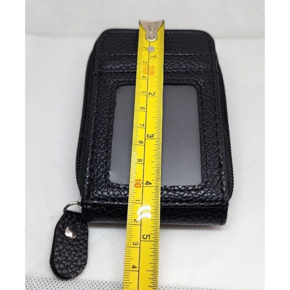 Black Mini Credit Card Case - Multi Card Slot Card Holder Wallet with ID Window - Picture 4 of 14